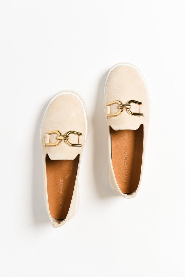 Natyia Beige Faux Suede Platform Loafer image 4