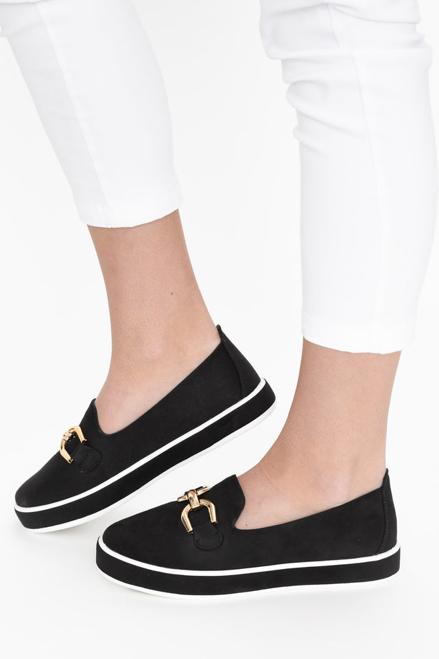 Natyia Black Faux Suede Platform Loafer