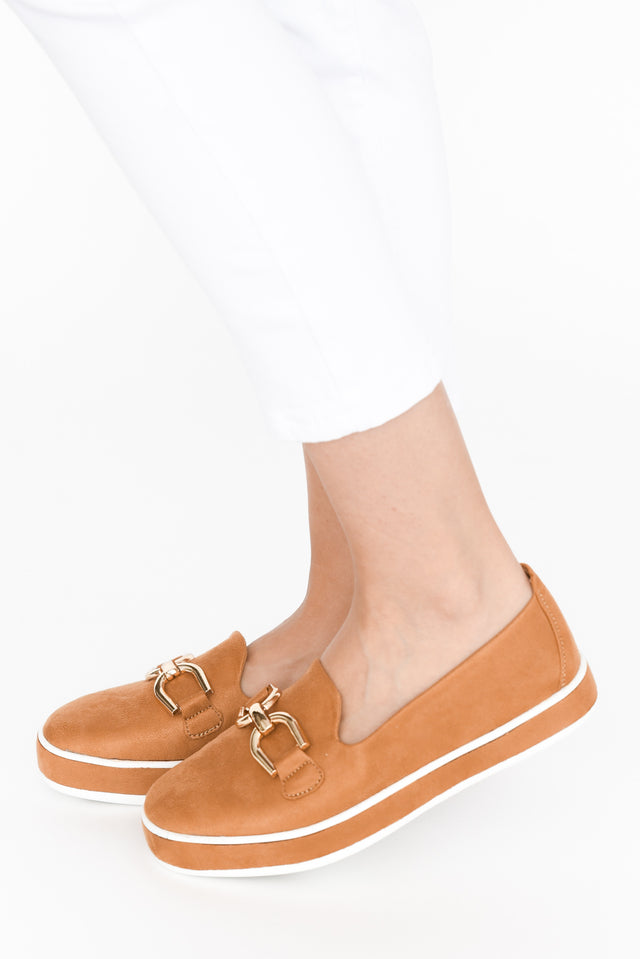 Natyia Camel Faux Suede Platform Loafer