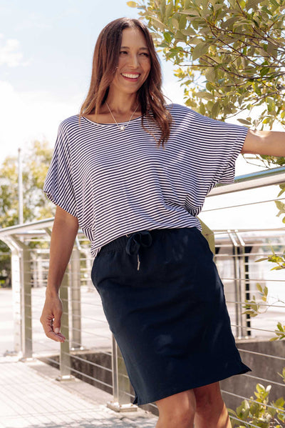 Navy and White Stripe Maui Tee