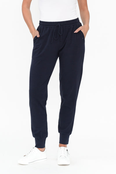 Navy Cotton Everyday Tie Pants