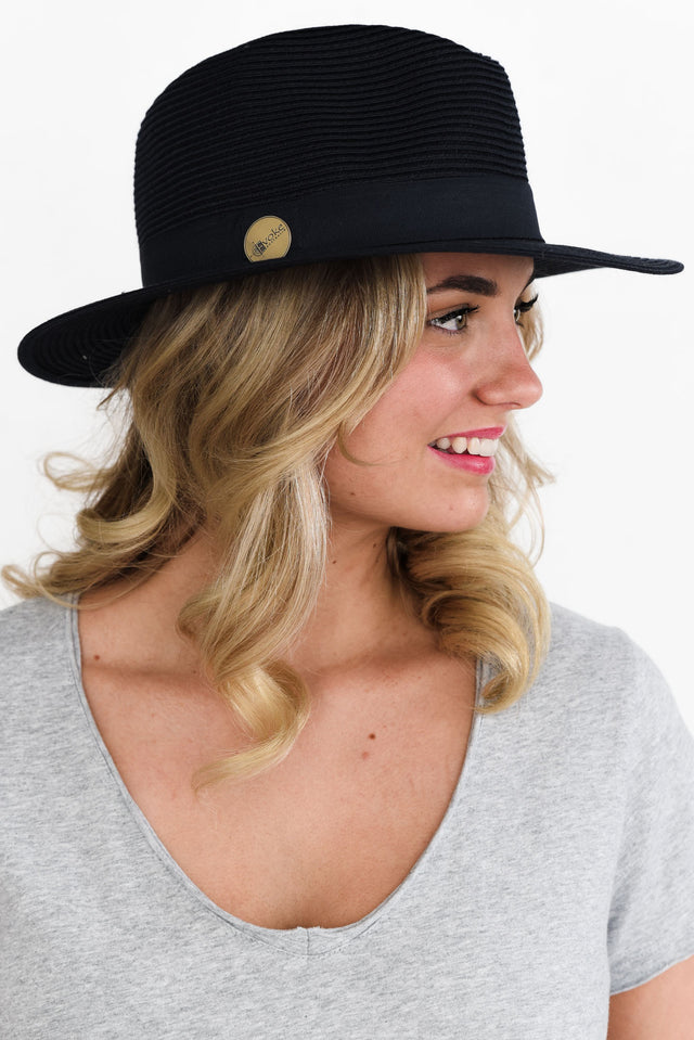 Navy Wide Brim Travel Fedora