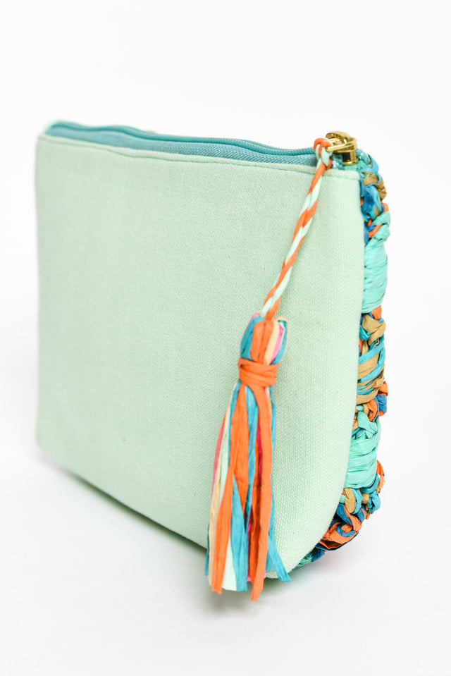 Nebula Turquoise Braided Raffia Clutch image 3