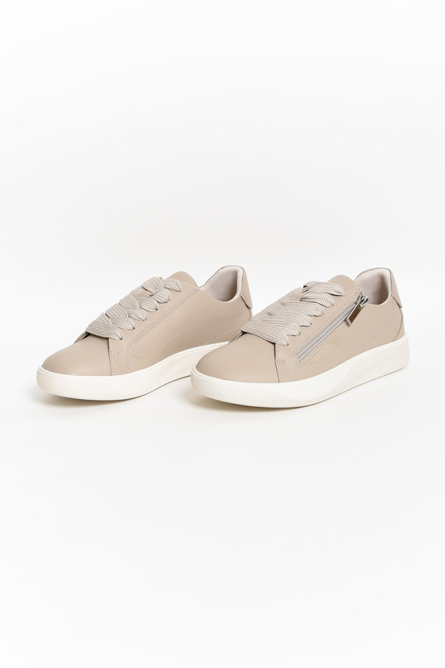 Noemi Grey Leather Zip Sneaker