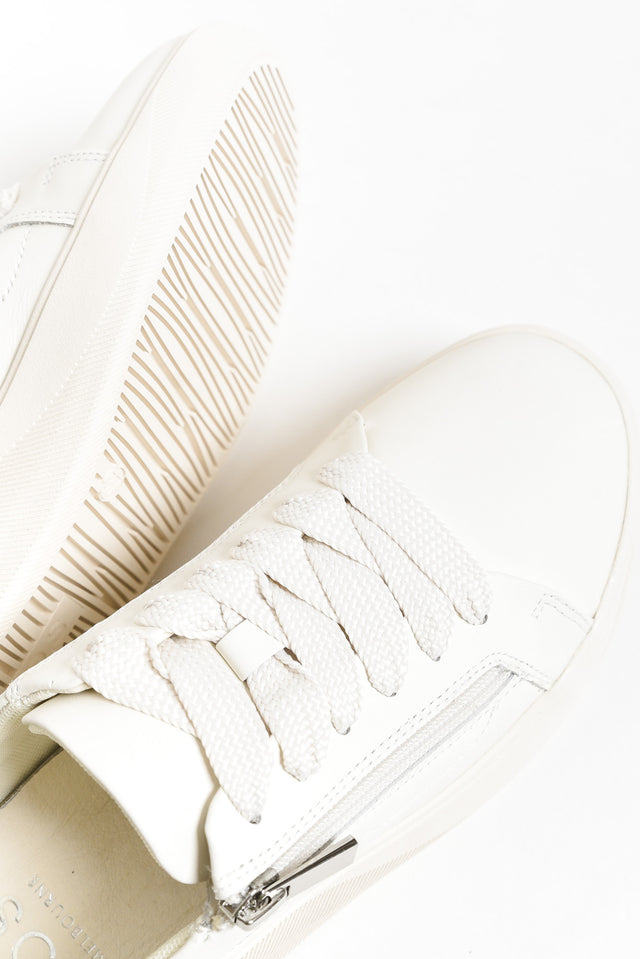 Noemi White Leather Zip Sneaker