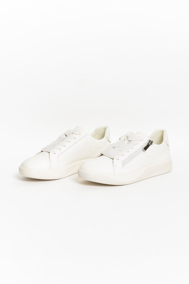 Noemi White Leather Zip Sneaker