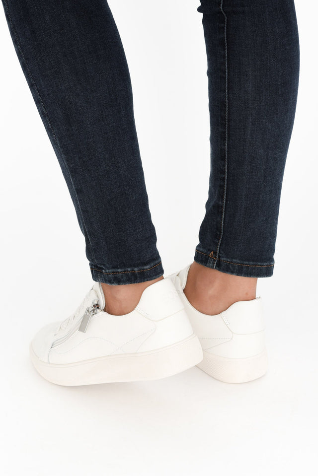 Noemi White Leather Zip Sneaker image 6