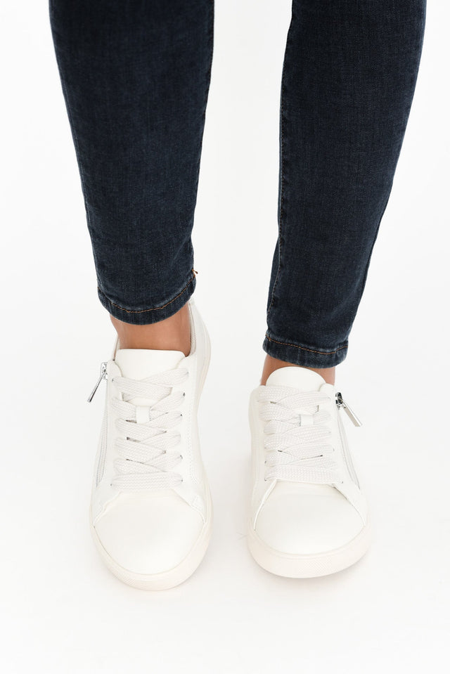 Noemi White Leather Zip Sneaker image 7