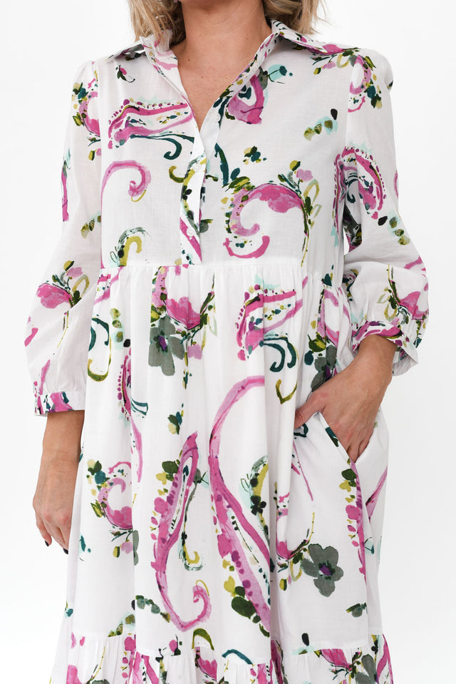 Noleen Pink Paisley Cotton Dress image 7