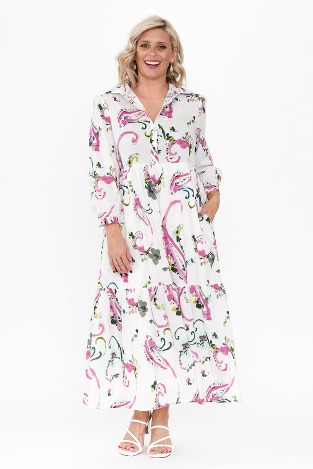 Noleen Pink Paisley Cotton Dress image 8