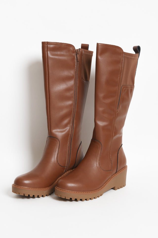 Nordic Dark Tan Leather Knee Boot image 2