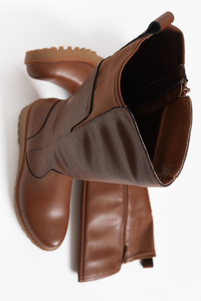 Nordic Dark Tan Leather Knee Boot image 5