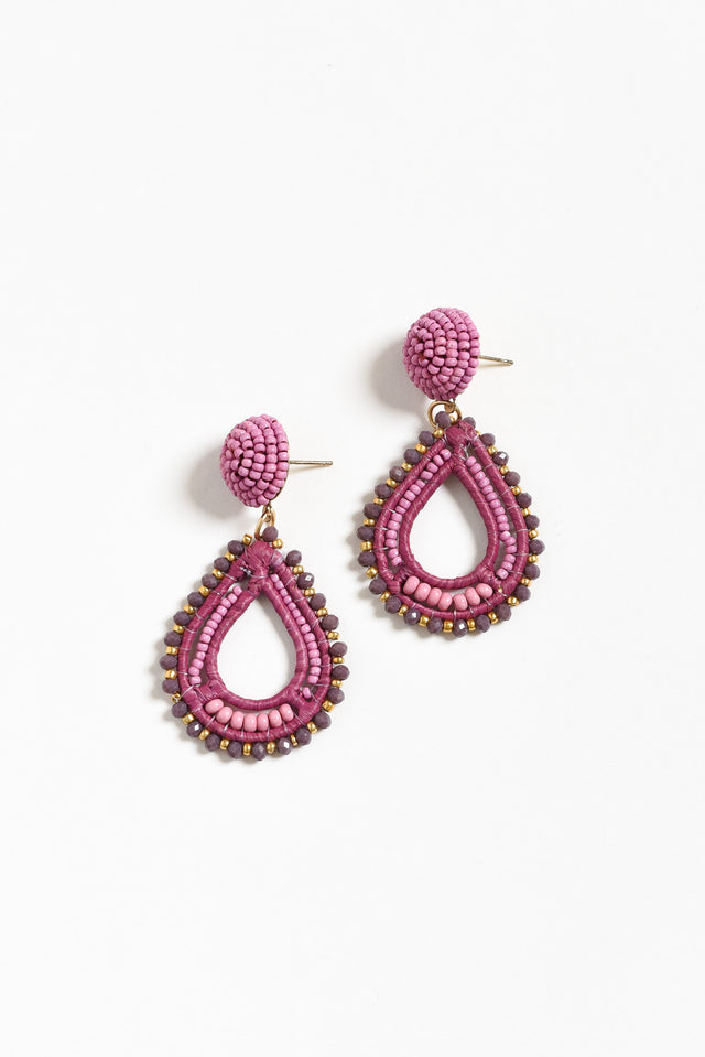 Oona Lilac Beaded Teardrop Earrings