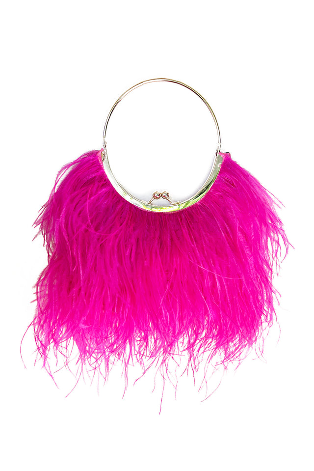 Penny Fuchsia Feather Bag