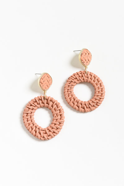 Pevensie Pink Woven Drop Earrings