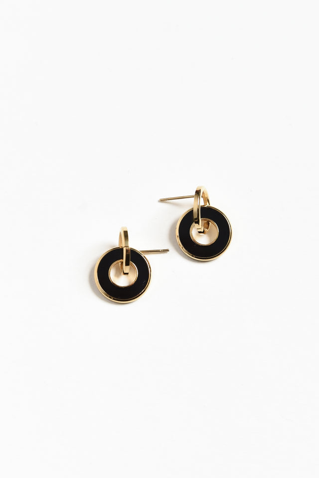 Pila Black Gold Plated Drop Earrings