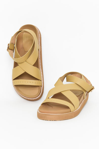 Pilar Sand Leather Crossover Sandal