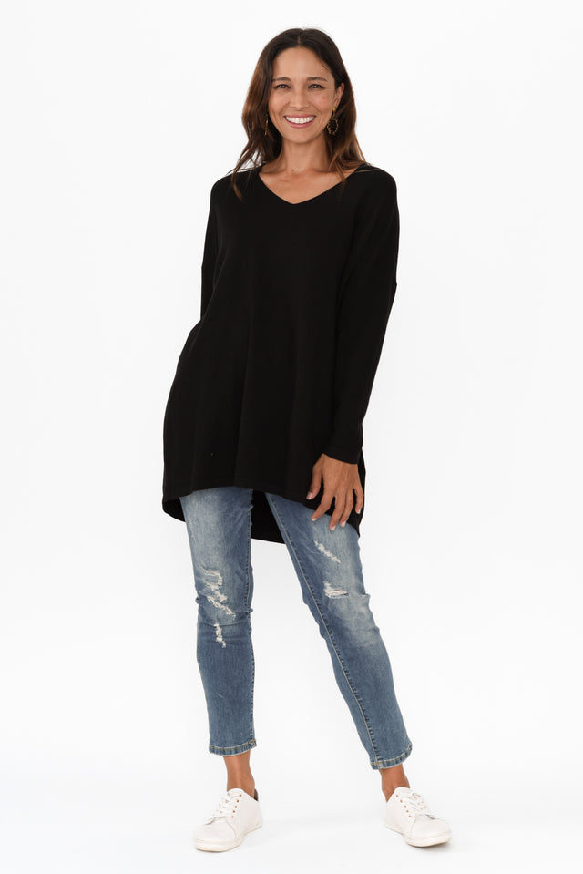 Piper Black V Neck Knit Jumper image 7