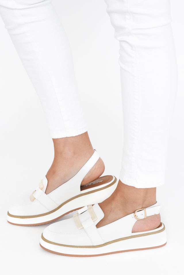 Quavo White Leather Slingback Loafer