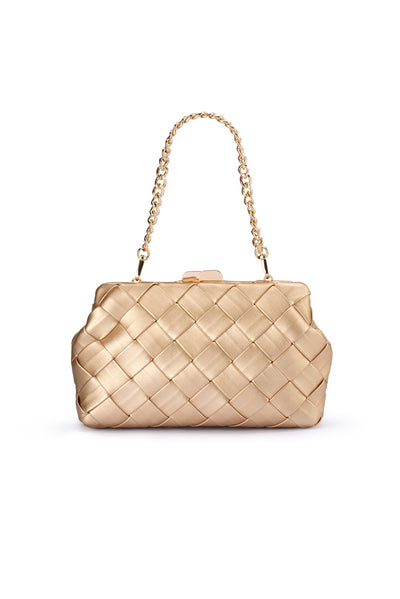 Quinn Gold Woven Clutch