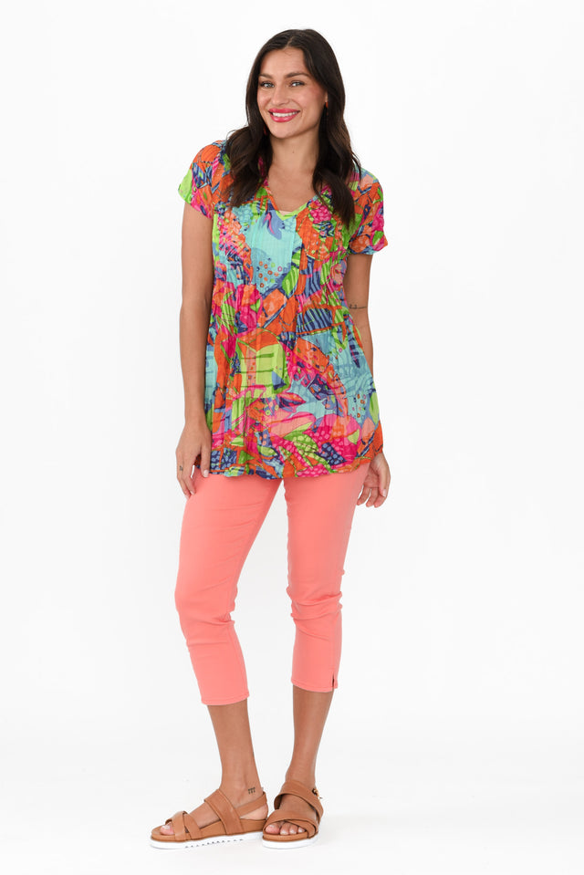 Fia Sky Tropical Crinkle Cotton Top