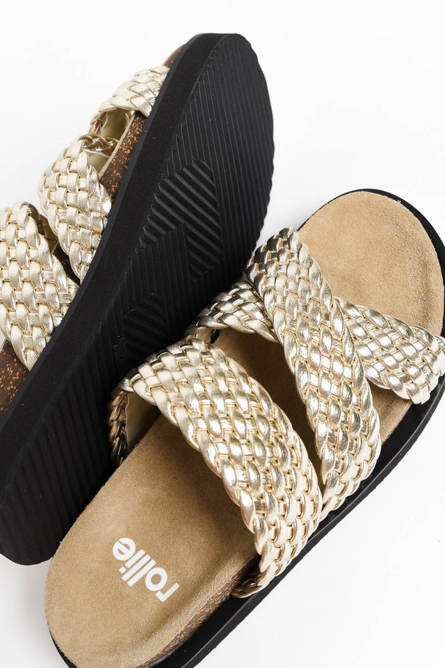 Rhode Gold Leather Woven Slide image 3