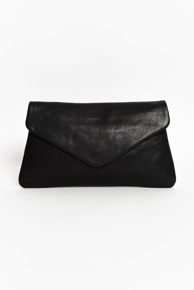 Riley Black Leather Clutch