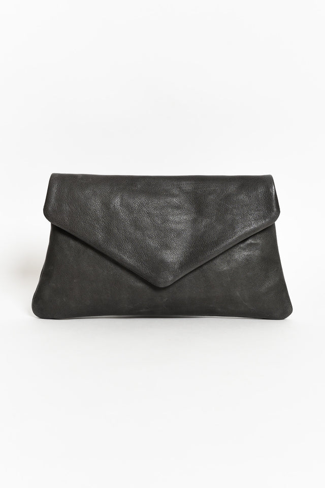 Riley Charcoal Leather Clutch