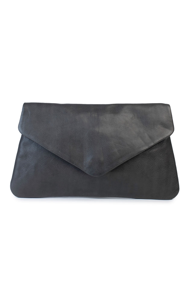 Riley Charcoal Leather Clutch image 4