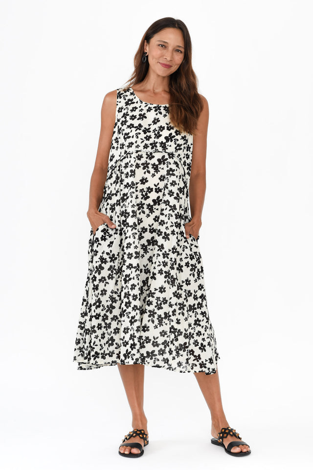 Rina White Floral Cotton Pocket Dress image 6