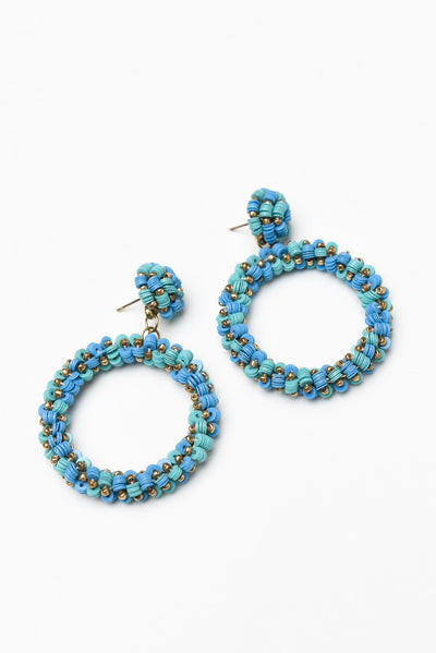 Rogan Blue Beaded Drop Earrings