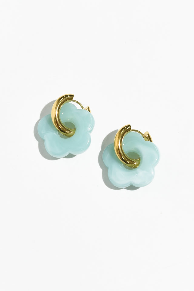 Rosalie Aqua Flower Hoop Earrings