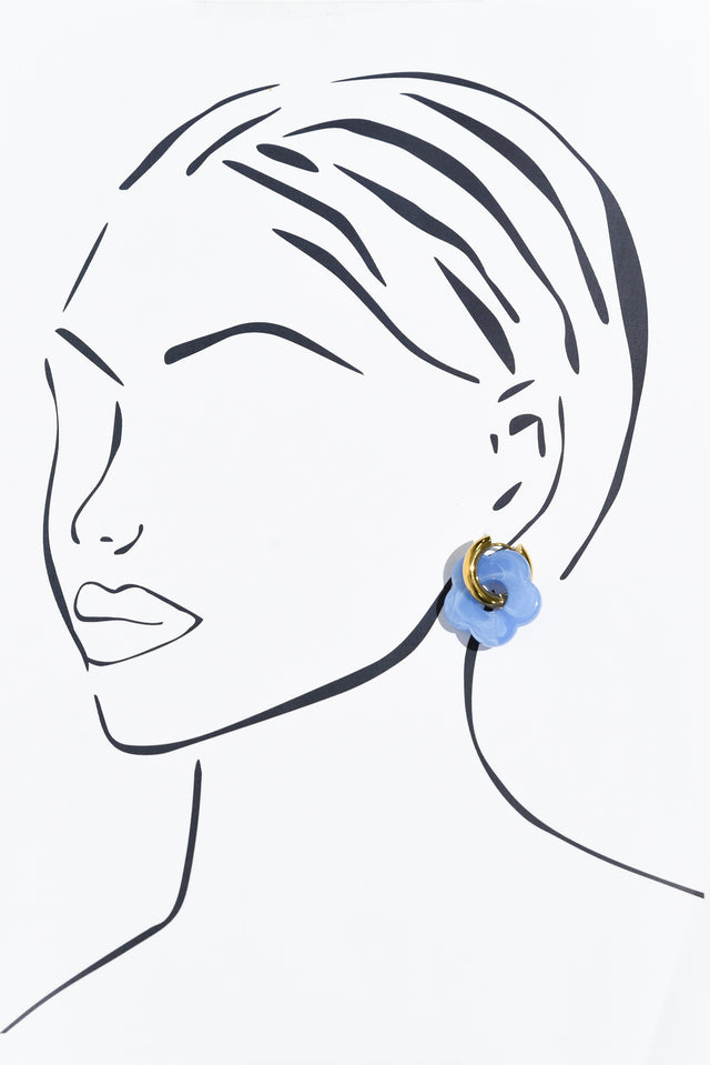 Rosalie Blue Flower Hoop Earrings