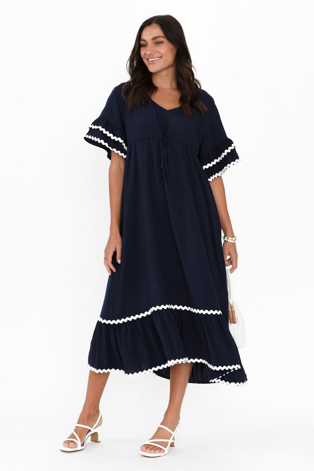 Rosemarie Navy Frill Dress image 3