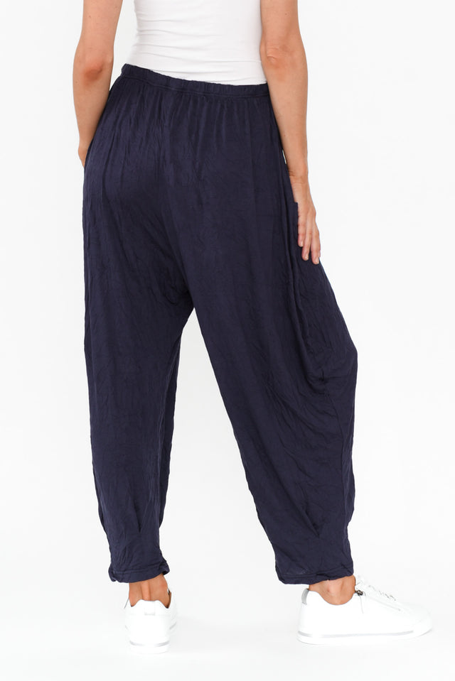 Rylee Dark Navy Crinkle Cotton Pants image 7