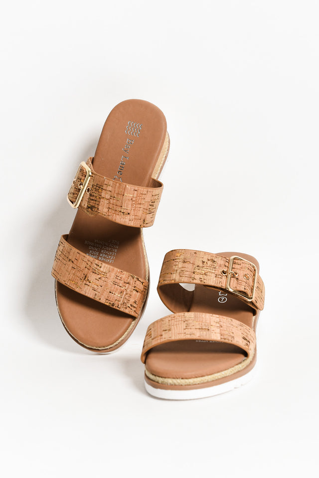 Ryver Brown Cork Buckle Wedge Sandal image 3