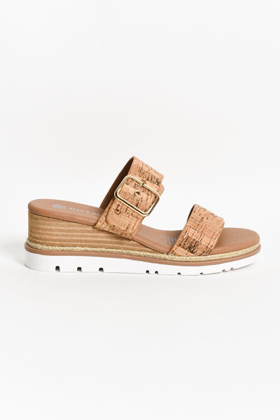 Ryver Brown Cork Buckle Wedge Sandal