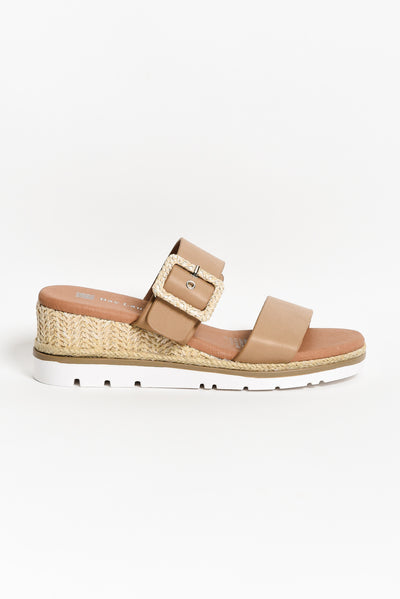 Ryver Taupe Buckle Wedge Sandal