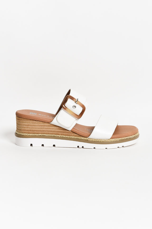 Ryver White Buckle Wedge Sandal image 3