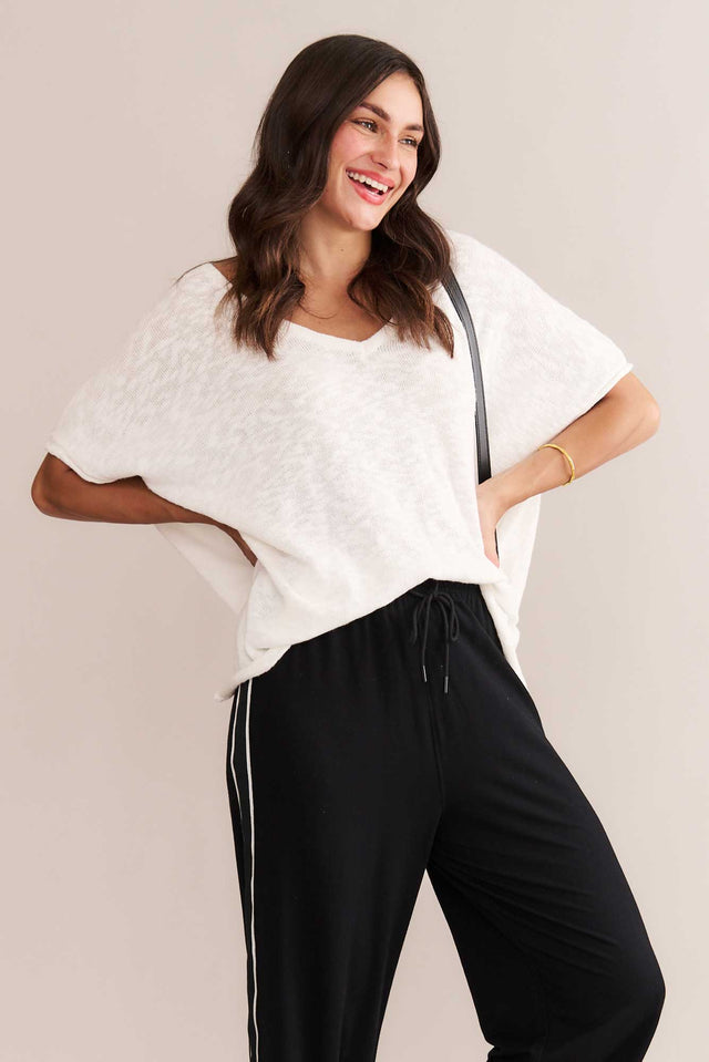 Saxon White Oversized Knit Top