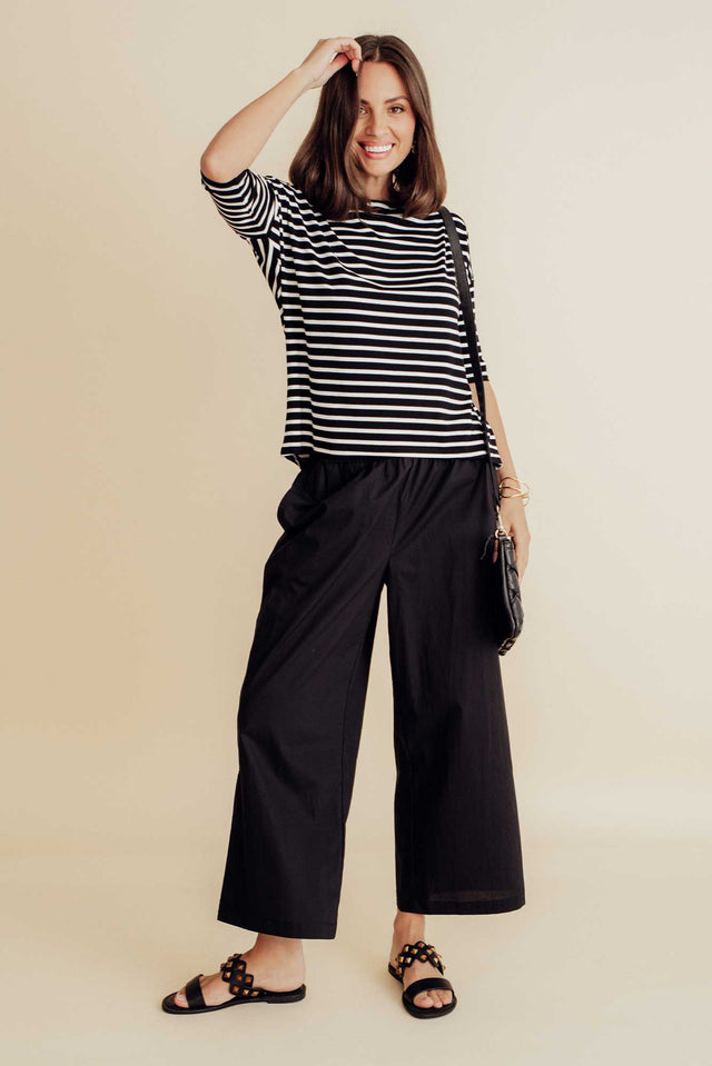 Sevilla Black Wide Leg Cotton Pants