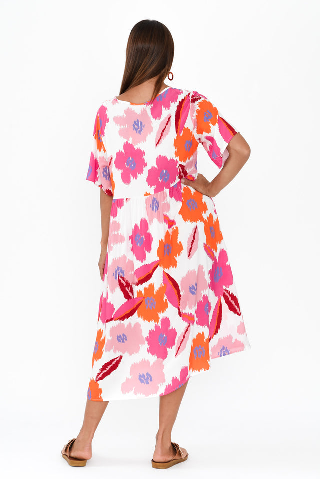 Sharlene Pink Abstract Floral Midi Dress image 5