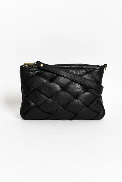 Sicily Black Woven Crossbody Bag