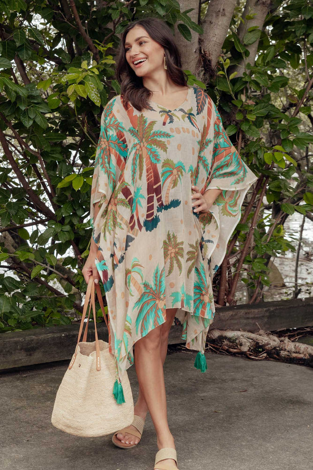 Stella Green Tropical Cotton Kaftan