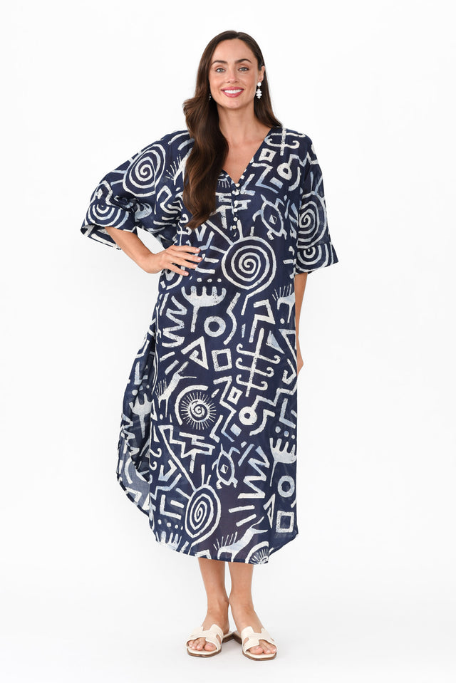 Tella Blue Geo Cotton Kaftan banner image