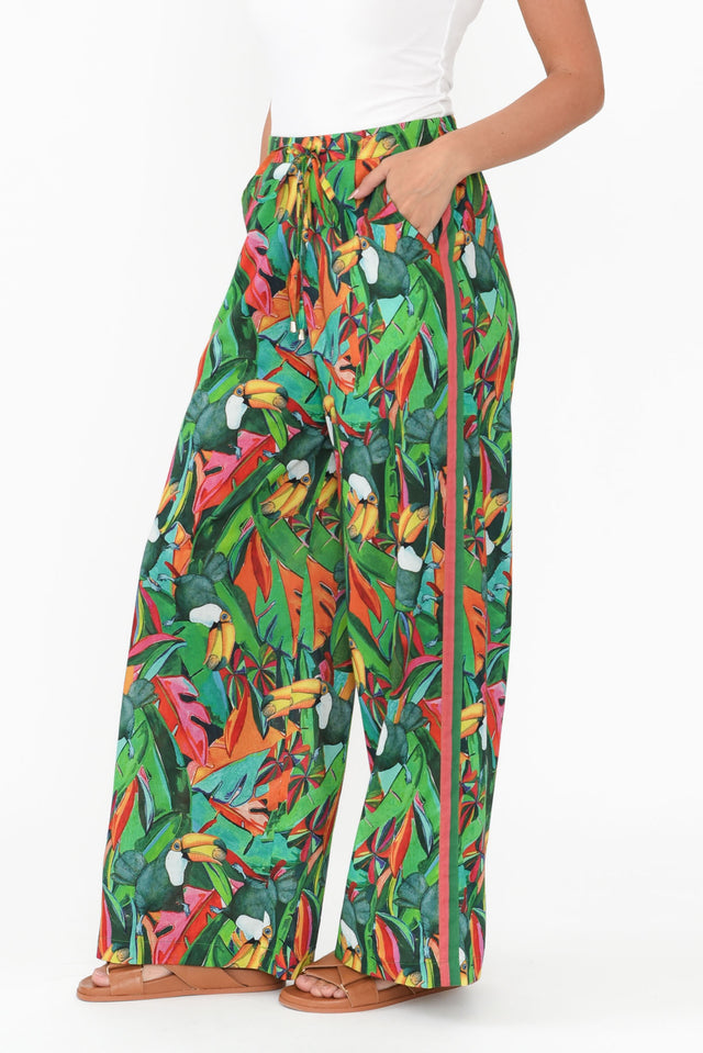 Stephie Green Jungle Cotton Tie Pants image 5