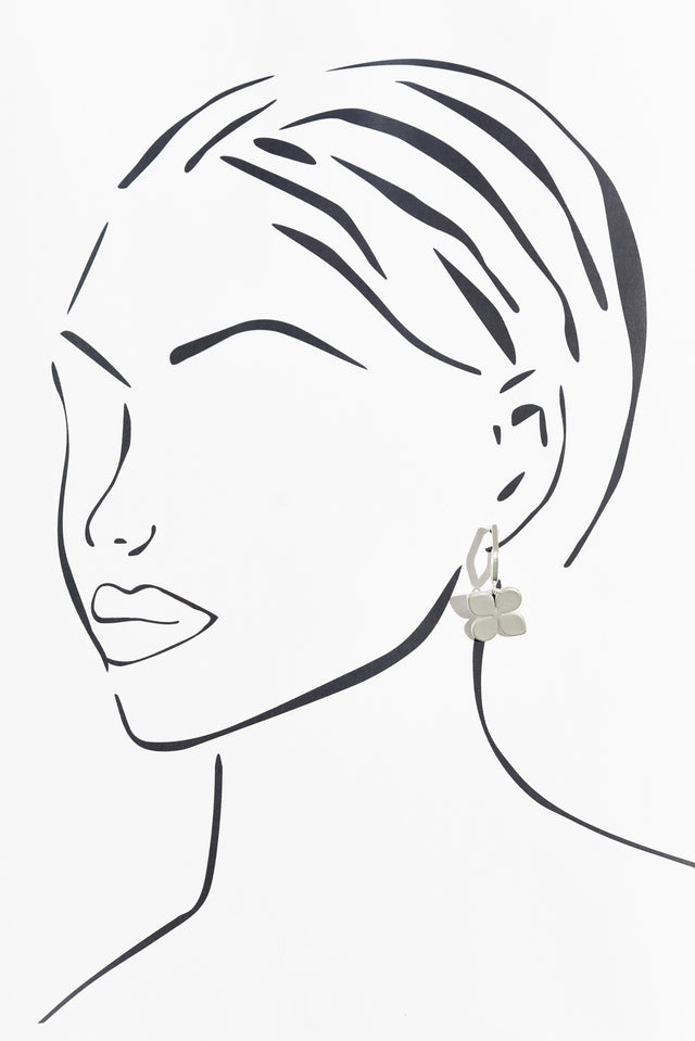 Taylee Silver Clover Hoop Earrings