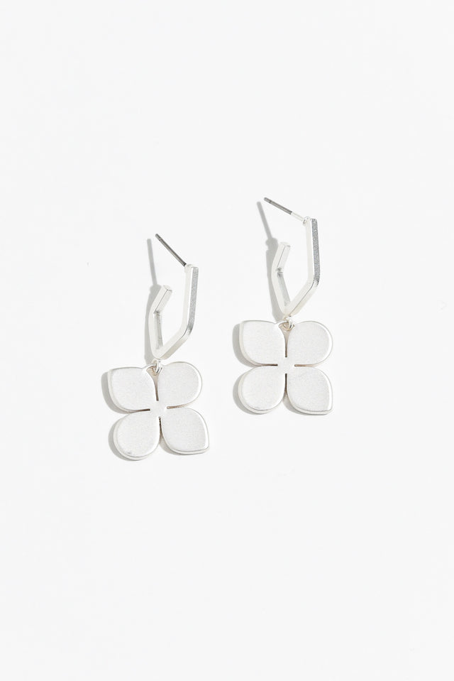 Taylee Silver Clover Hoop Earrings