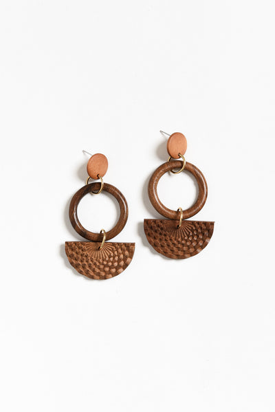 Teaky Mocha Drop Pendant Earrings