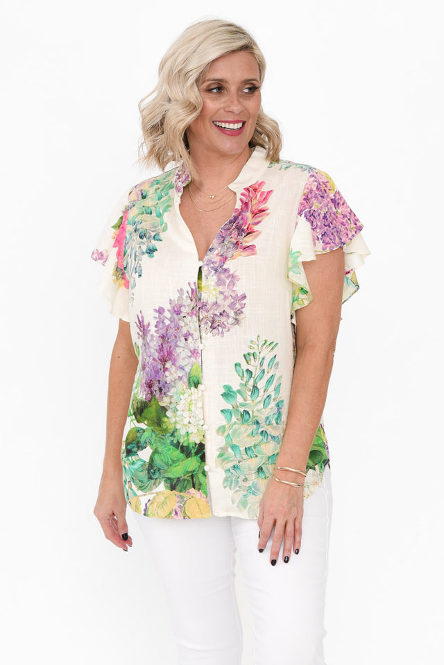 Tierra Wisteria Alba Linen Blend Top